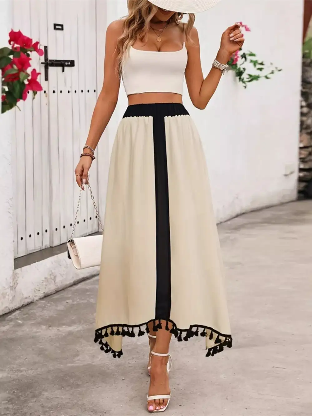 Tailored Fluid Tassel Skirt