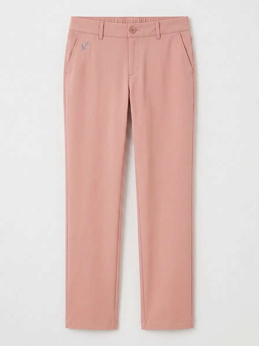 Women's Modern Everyday Leaf Pattern Printed Mid Rise Straight Leg Pants