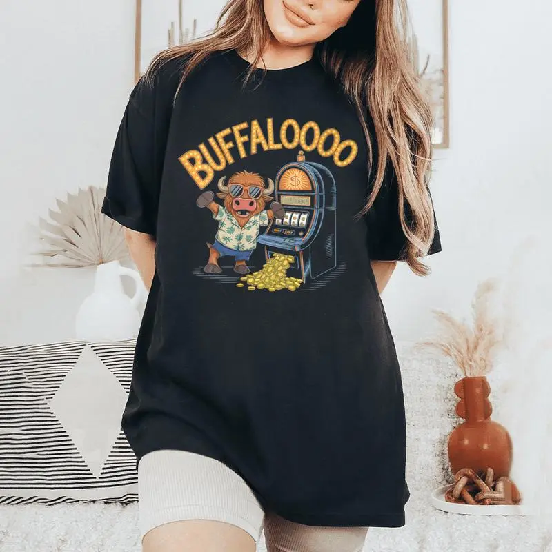 Lucky Buffalo Casino Slot Machine Gambling Gambler Women's Oversized Comfort T-Shirt