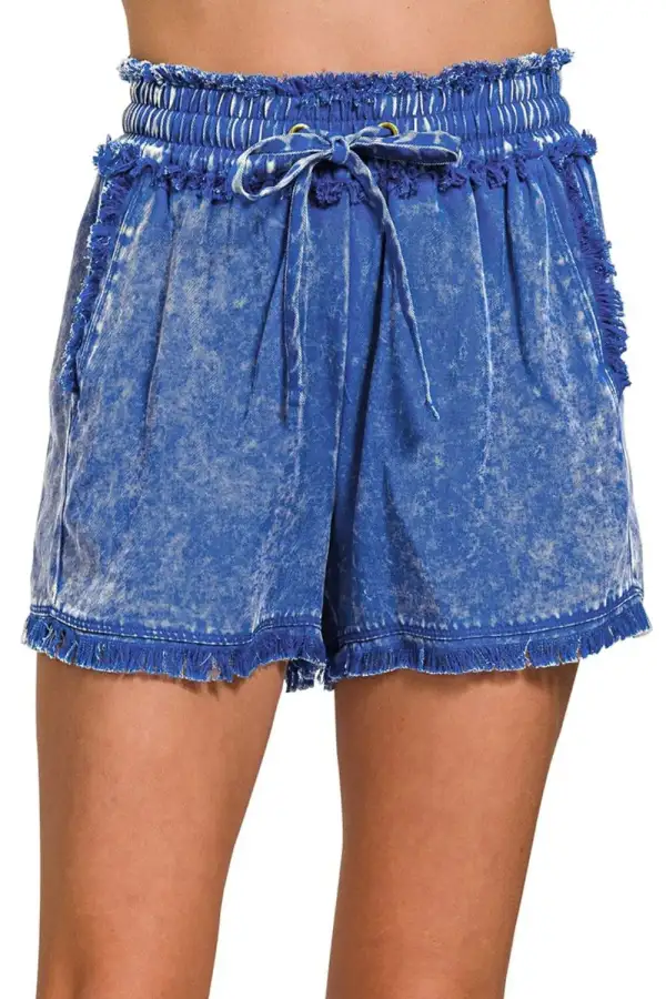 Utility Frayed Hem Shorts