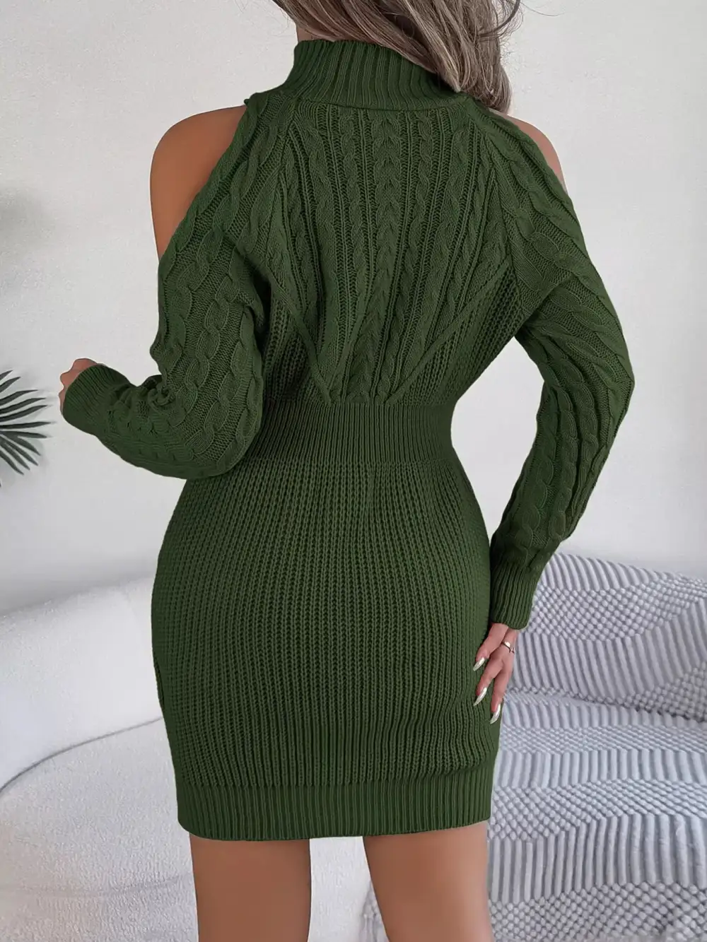 Textured Detail Knit Sweater Dress