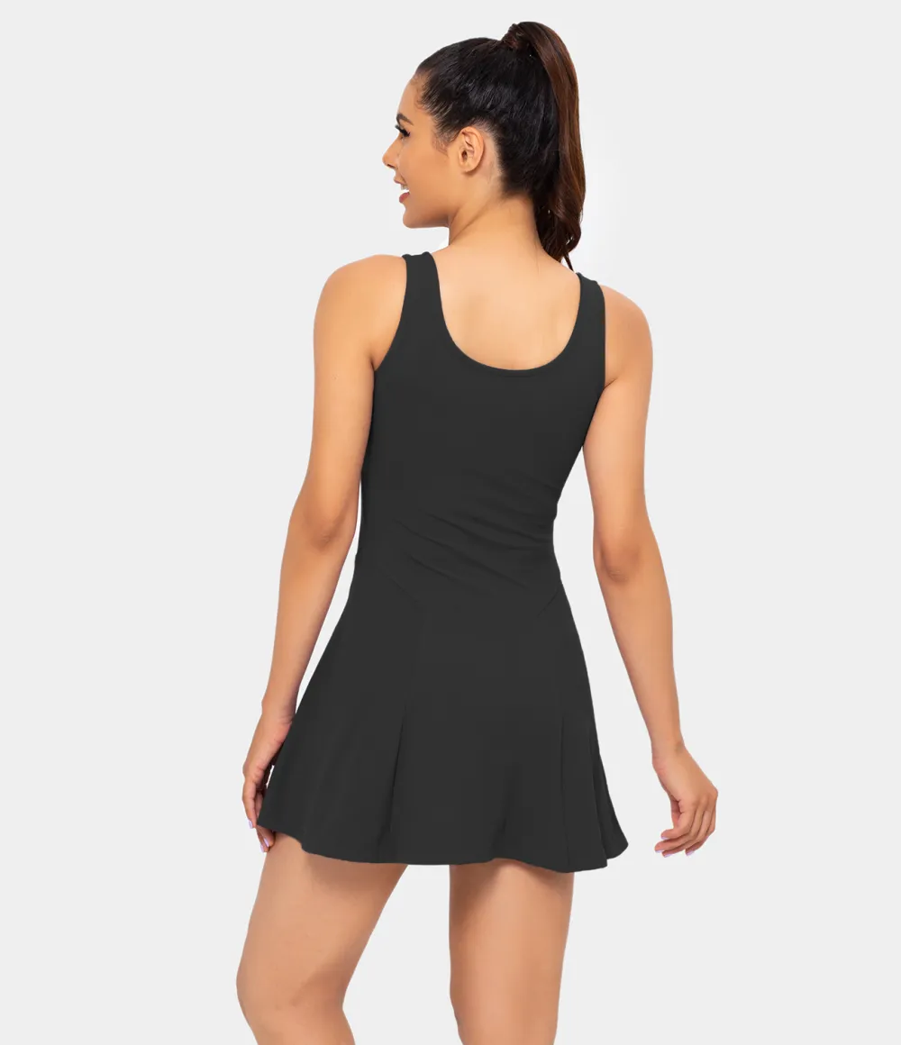 Square Neck Side Pocket 2-Piece Mini Flare Dress Set