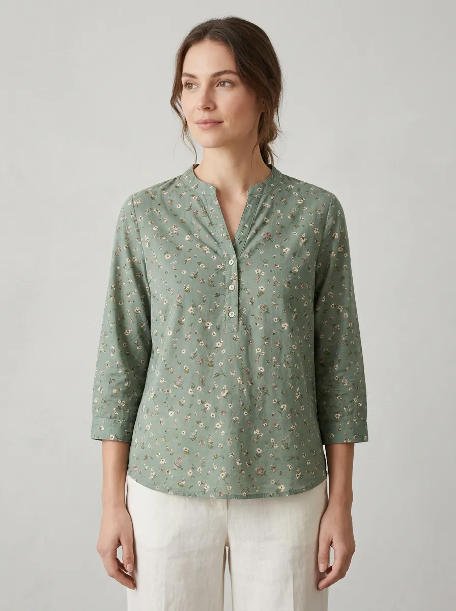 Daily Floral Women's Three-Quarter Sleeve Top