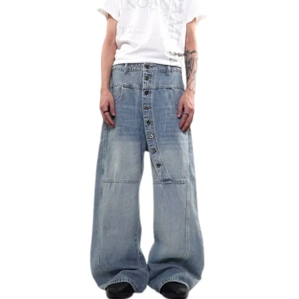 Wide Leg Seam Detail Denim Jeans