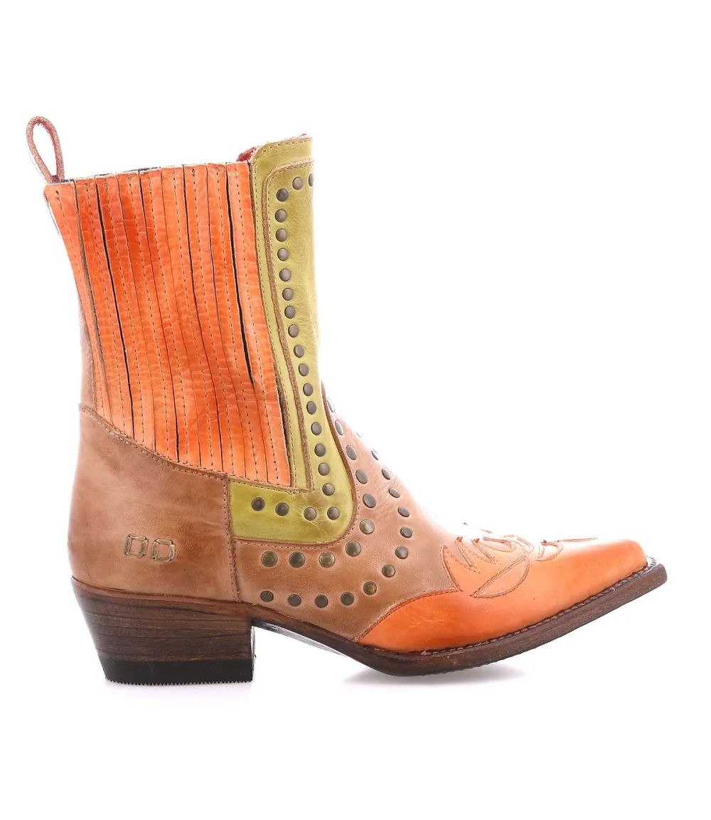 Studded Color-Block Western Boots