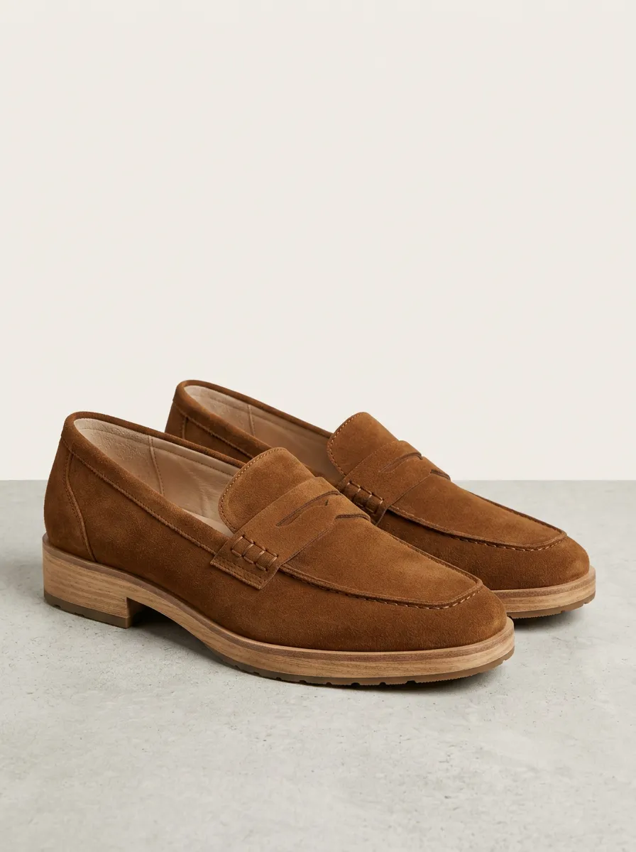 Women's Field Penny Suede Wood Sole Loafers