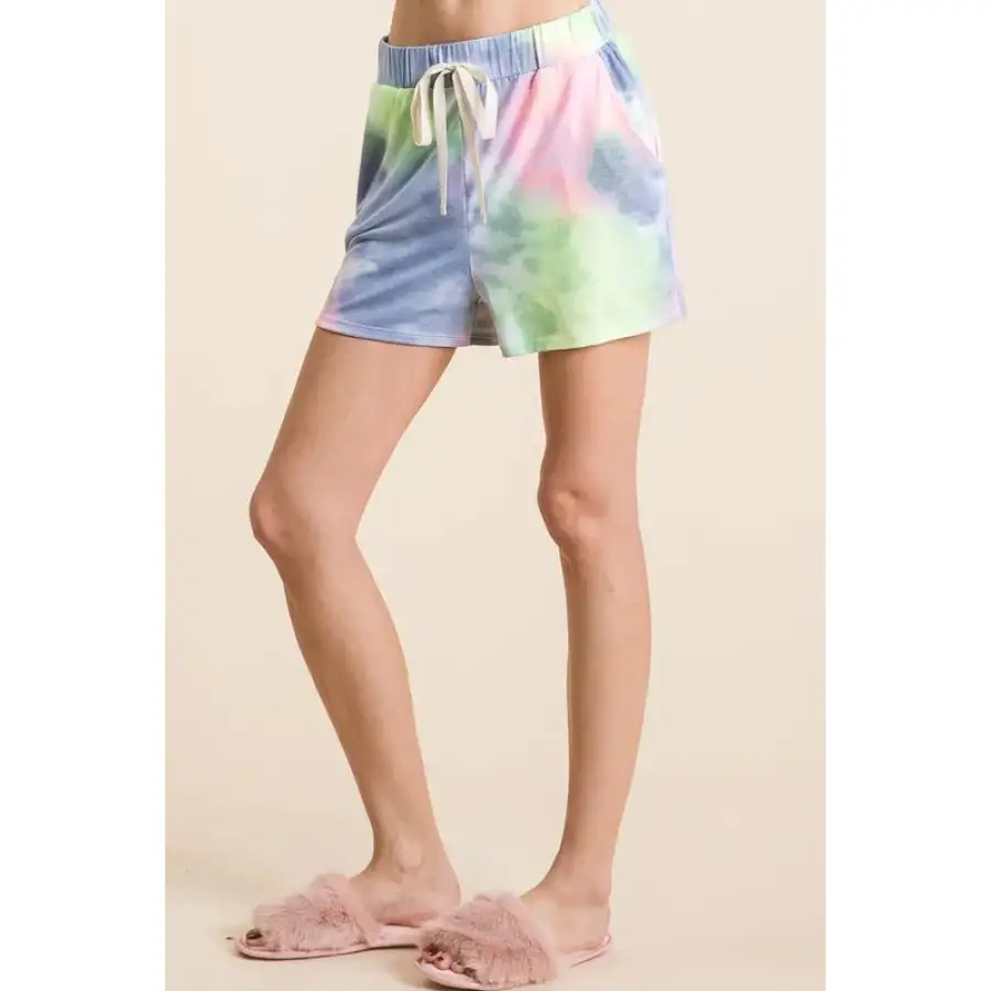 Tie Dye Casual Shorts with Twill Tape Drawstring