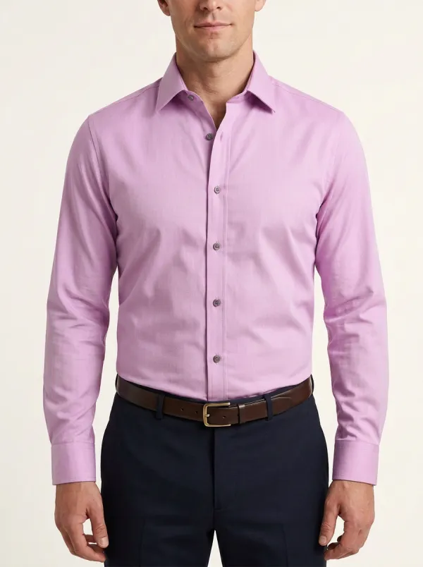 Men's Business Professional Solid Grey Long Sleeve Dress Shirt