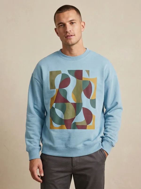 Men's Abstract Art Geometric Pattern Printed Sweatshirt Modern Pattern