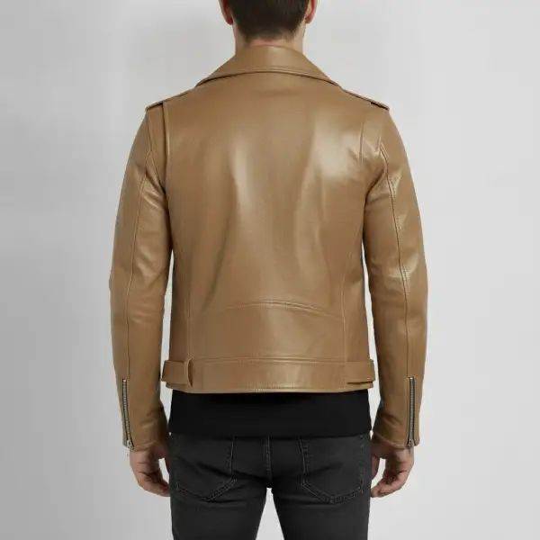 Leather Biker Motorcycle Belted Jacket