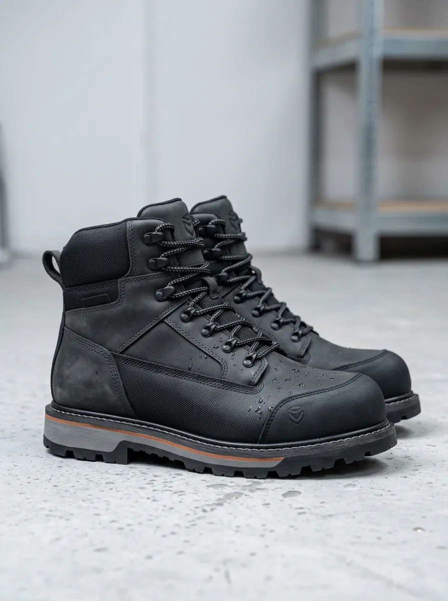 Unisex Waterproof Outdoor Black Printed Work Boots