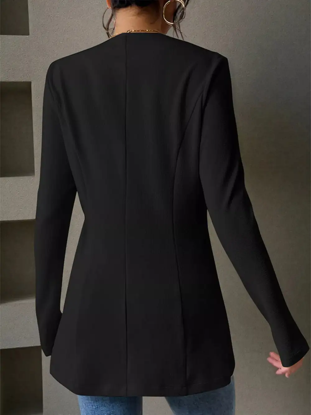 Unlined One Button Long Sleeve Blazer