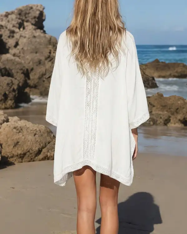 Loose Lace Panel Beach Cover-Up