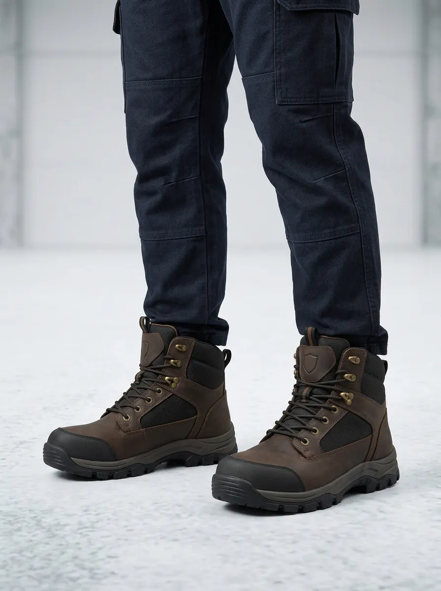Men's Rugged Waterproof Hiking Inspired Outdoor Graphic Detail Work Boots