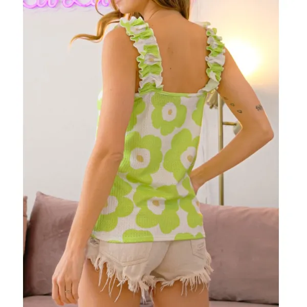 Waffle Ruffled Tank