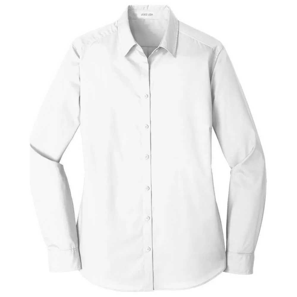 Women's Long-Sleeve Lightweight Cotton-Blend Poplin Shirt