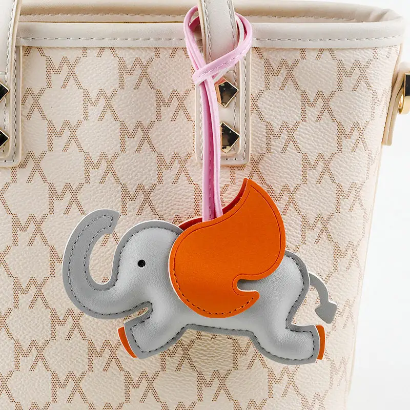Cartoon Dumbo Pu Leather Keychain Plush Elephant Bag Charm