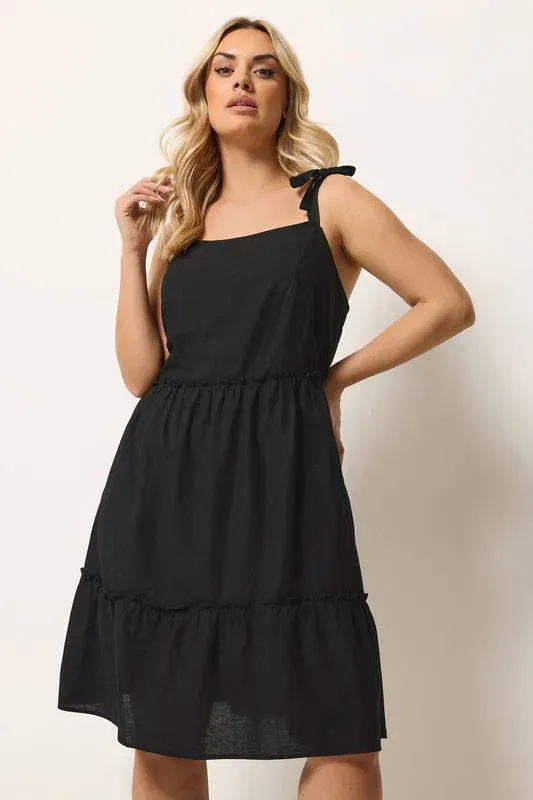 Black Linen Smock Dress