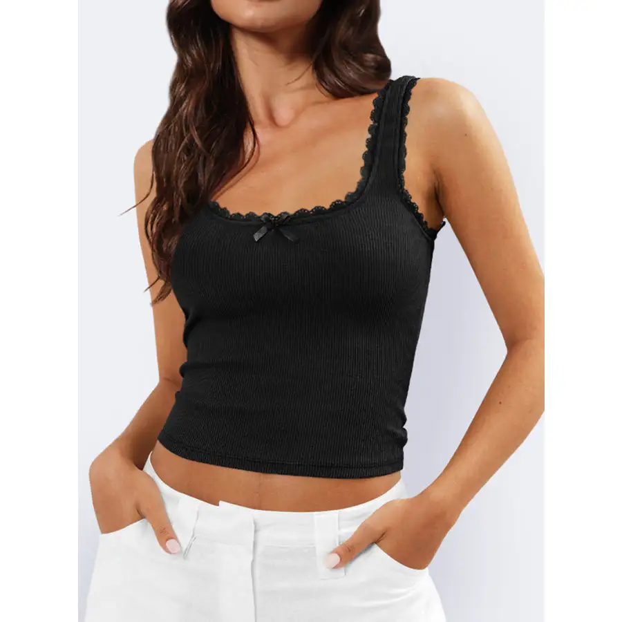Lace Detail Square Neck Tank