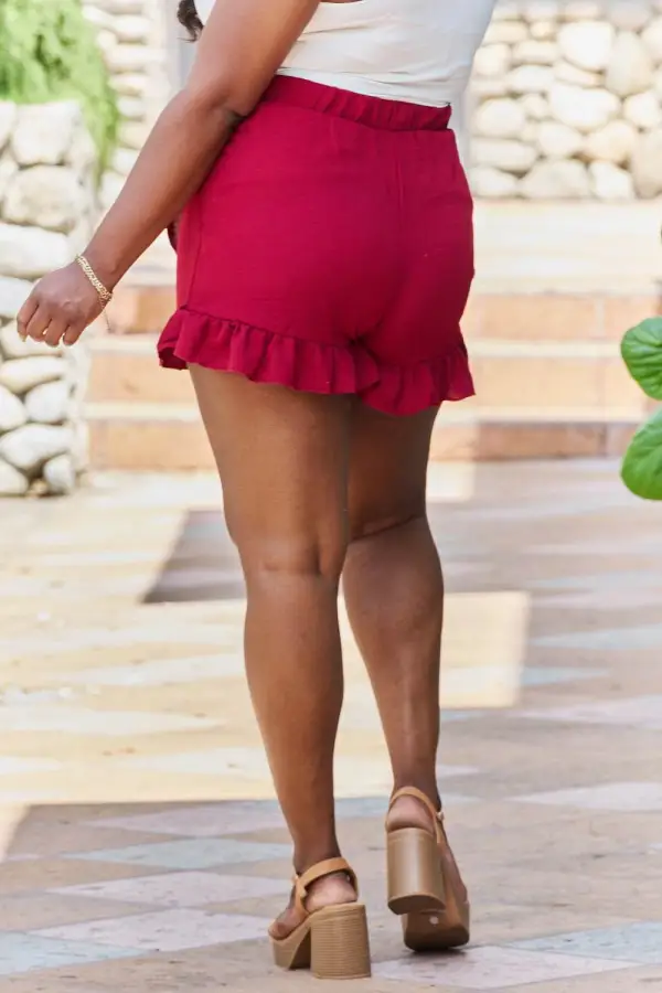 Ruffle Hem Wrap Skort Shorts