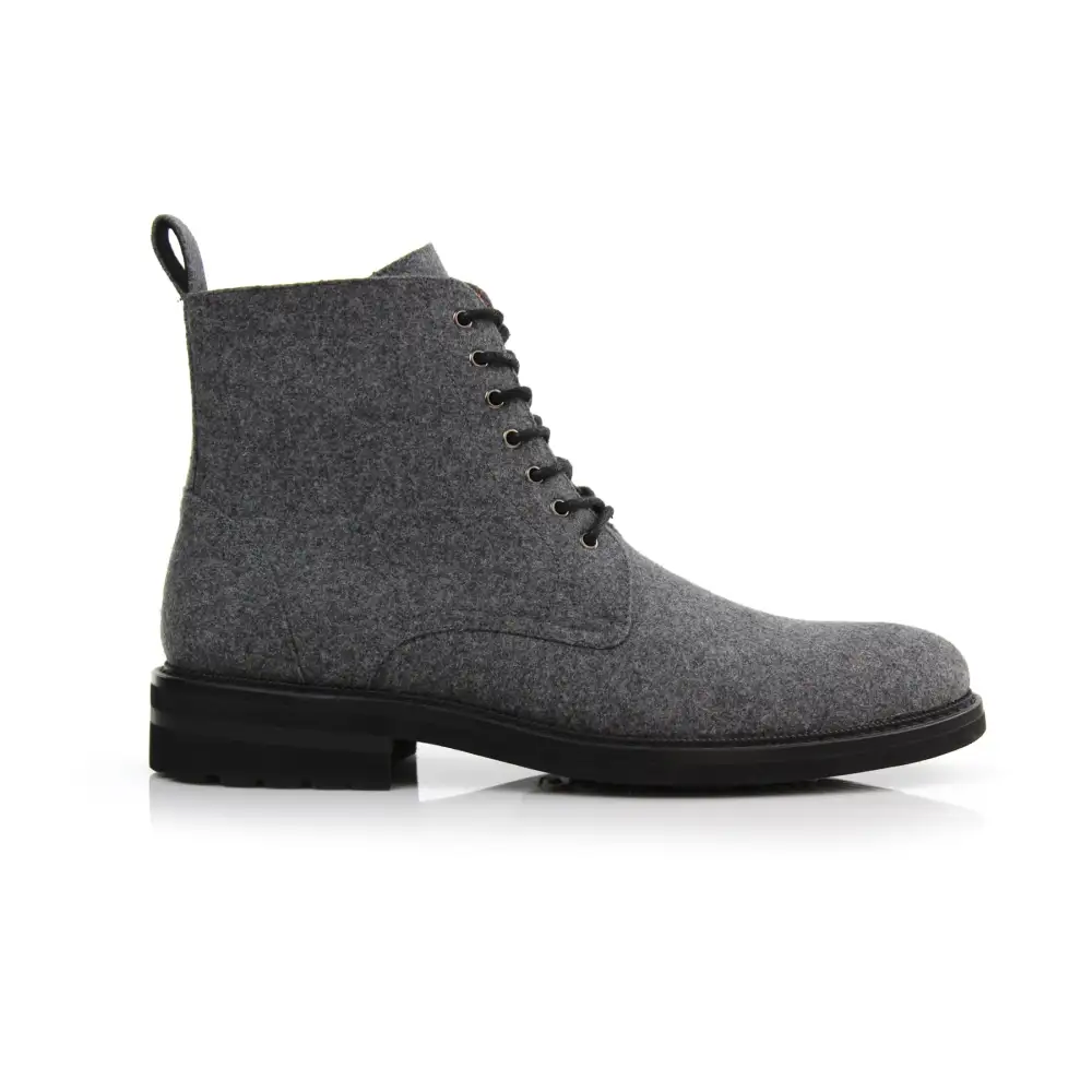 Faux-Leather Burnished Lace-Up Ankle Boots
