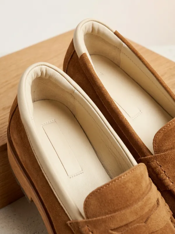 Women's Platform Classic Suede Wood Sole Loafers