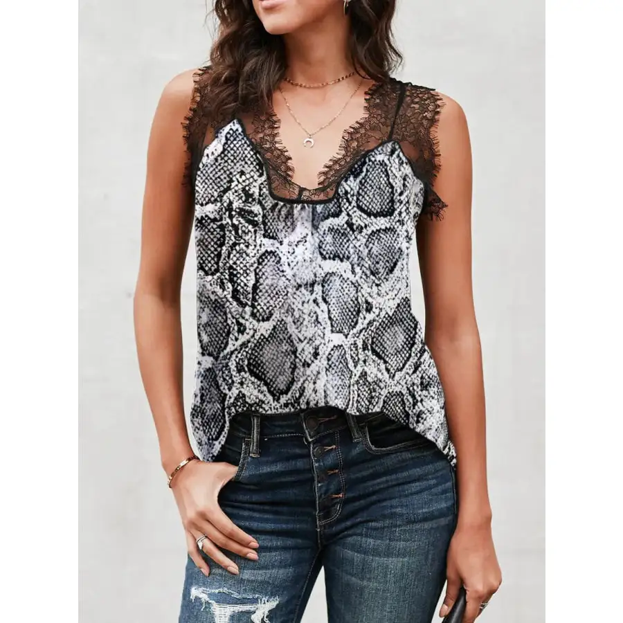Soft Lace Detail V Neck Tank