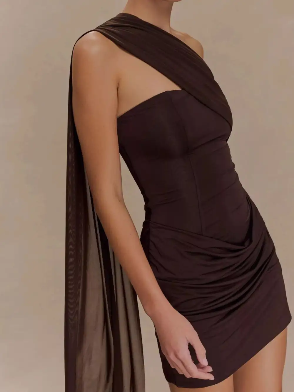 Textured Detail Ruched Mini Dress