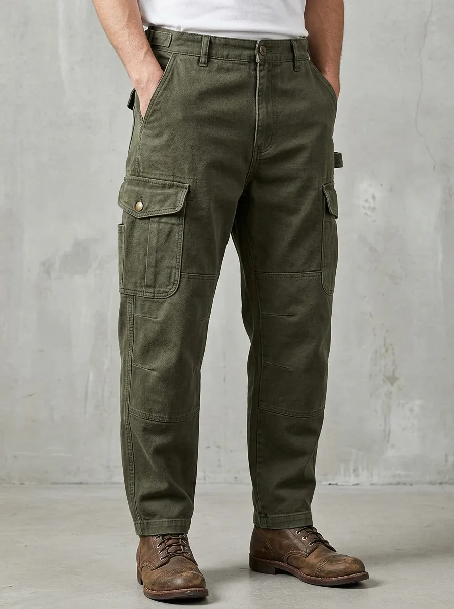 Men's Relaxed Canvas Tactical Cargo Pants