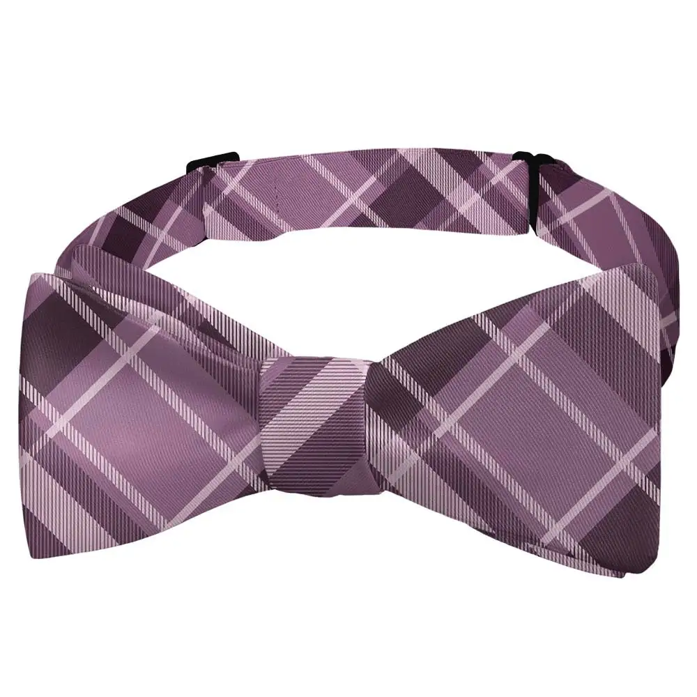 Regal Plaid Motif Bow Tie