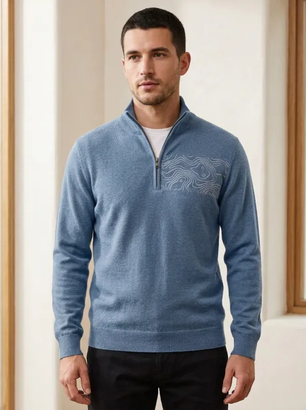 Streetwear Half-Zip Topographic Men's Half-Zip Sweatshirt