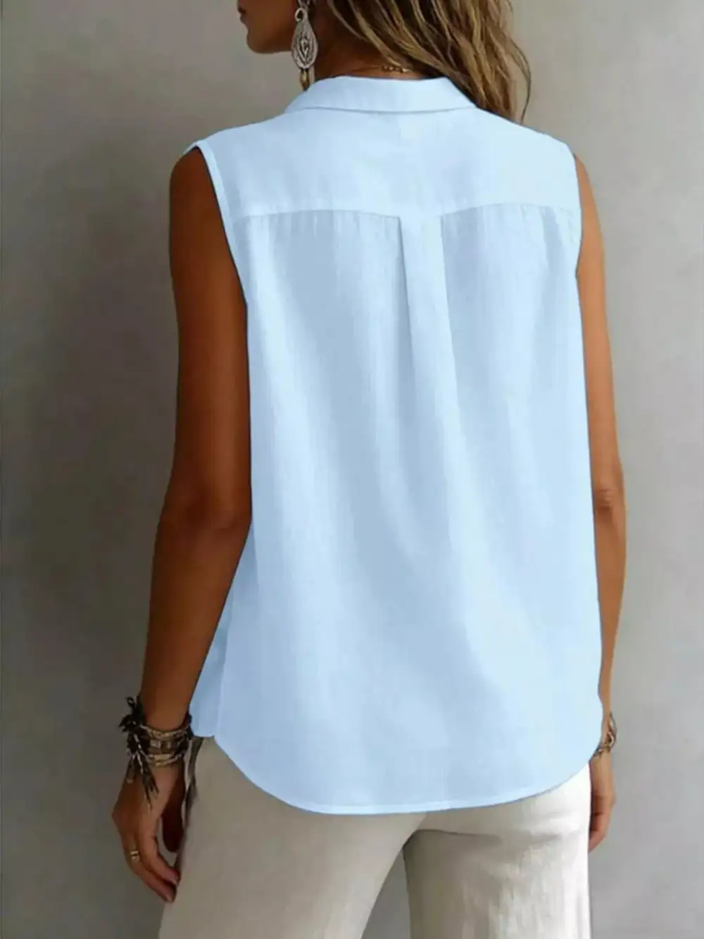 Sleeveless Button Down Shirt