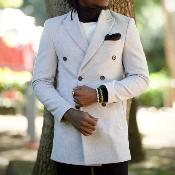 Modern Double Breasted Slim Fit Tailored Coat