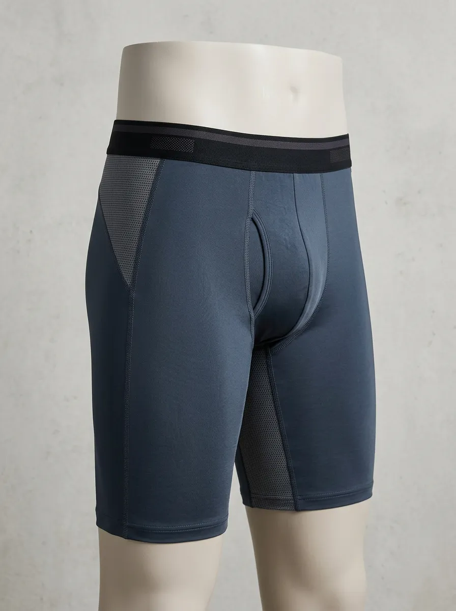 Men's Athletic Performance Mesh-Panel Printed Boxer Briefs