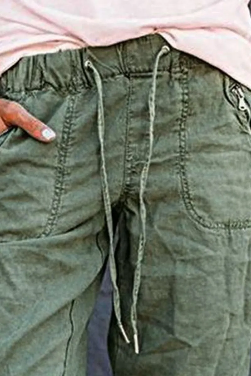 Drawstring Waist Zip Pocket Crop Joggers