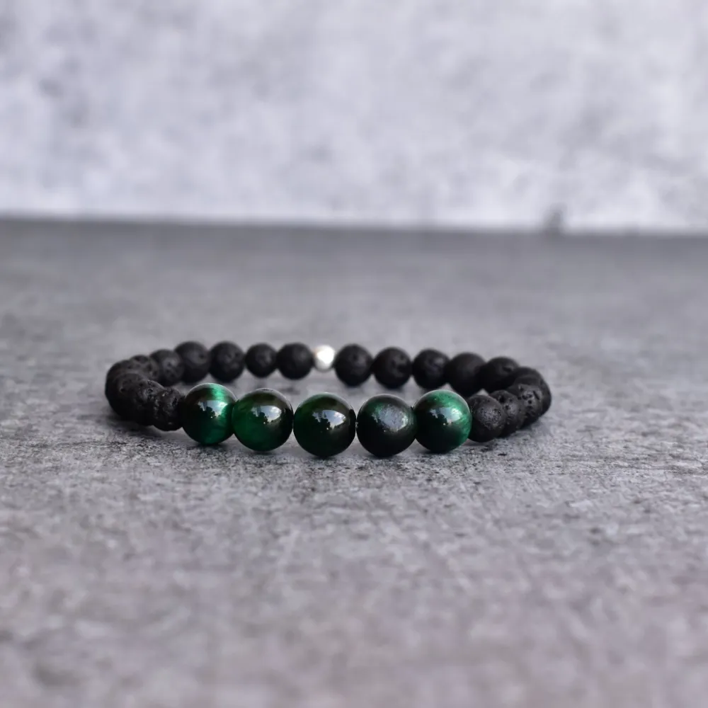 Tiger Eye Lava Bead Bracelet