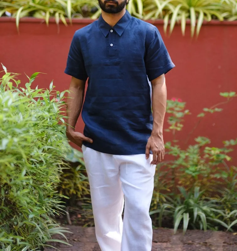 White Heavy Linen Pull-On Pants