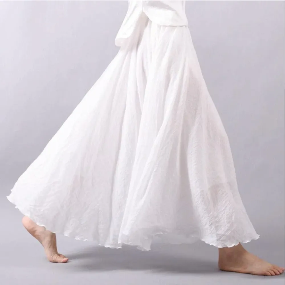  Flowy Elastic Waist Maxi Skirt