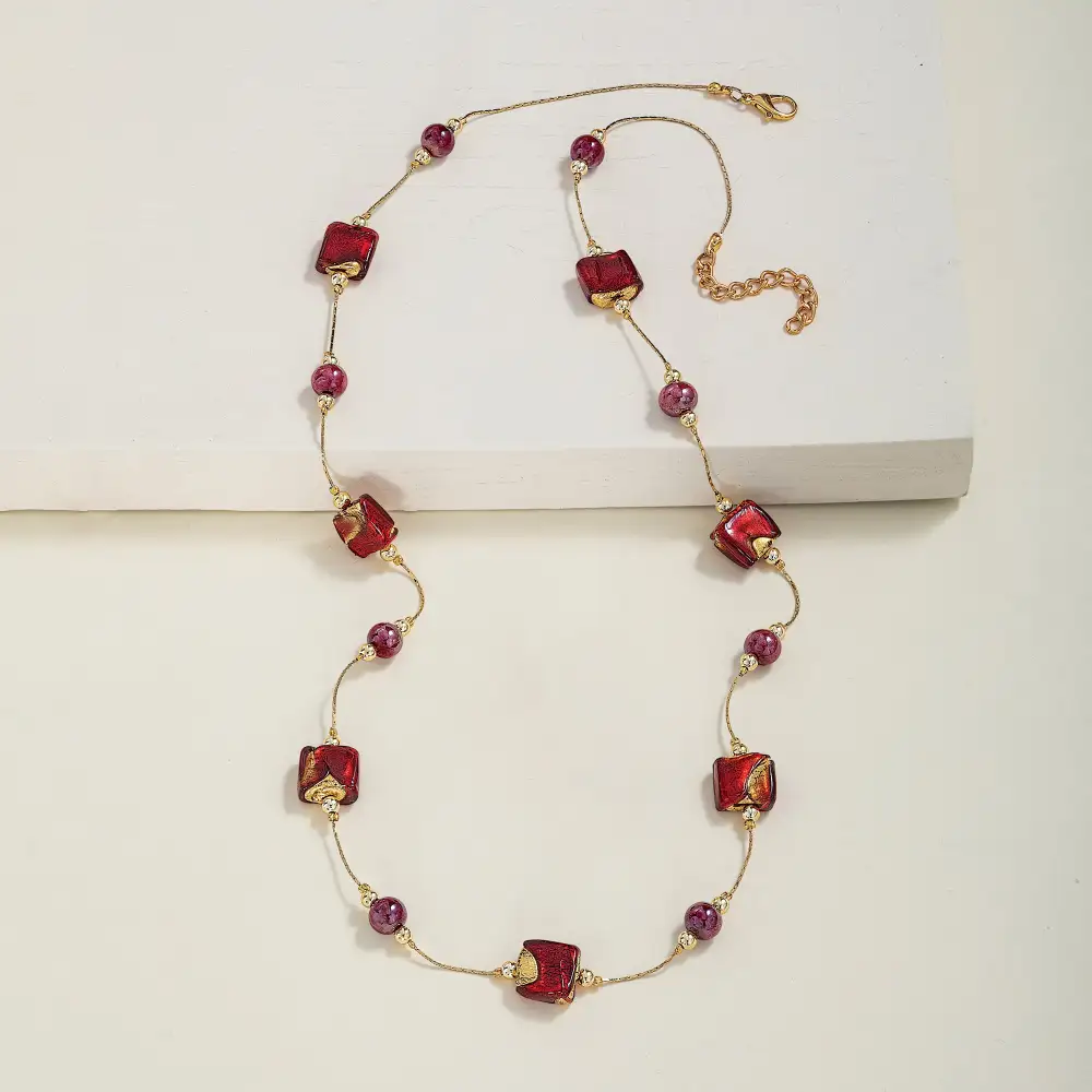 Classic Glass Beaded Long Strand Necklace