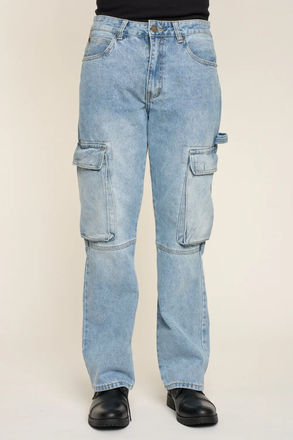 Men's Heavyweight Baggy Fit Cargo Denim Jeans
