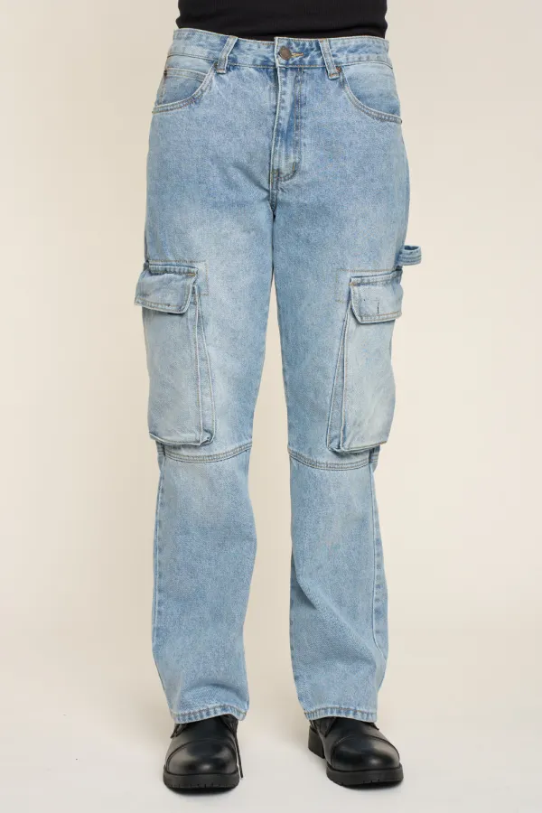 Men's Heavyweight Baggy Fit Cargo Denim Jeans