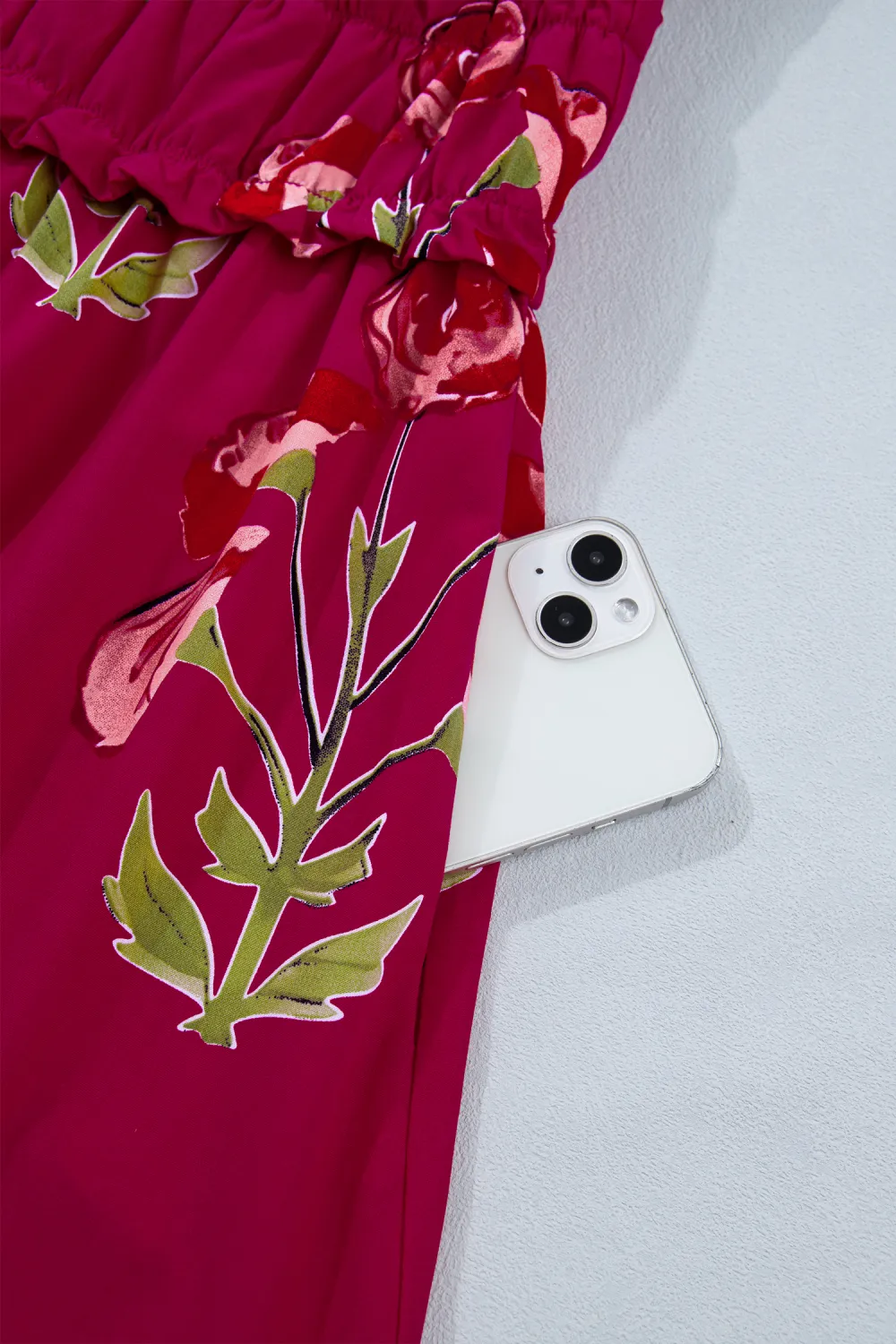 Red Floral Ruffle Maxi Dress