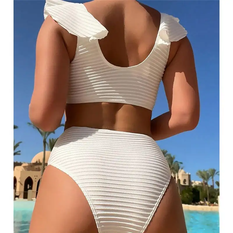 Ruffled V-Neck Bikini Set