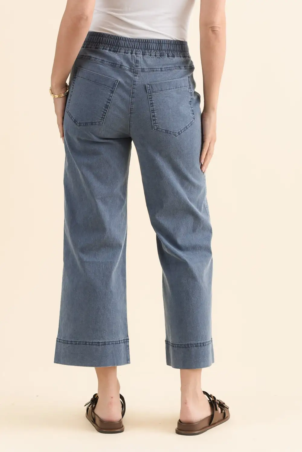 Denim High Rise Drawstring Pants