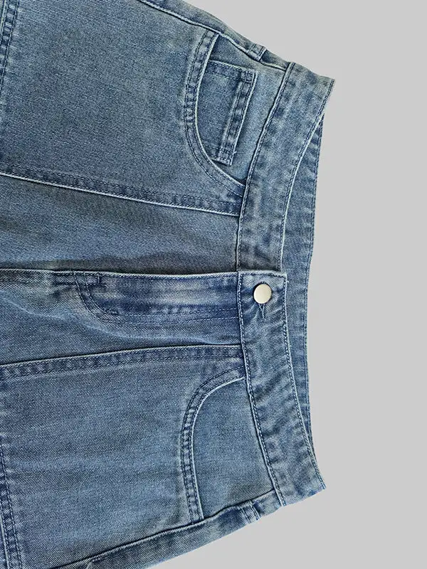 Contrast Panel High Waist Wide Leg Pocket Jeans
