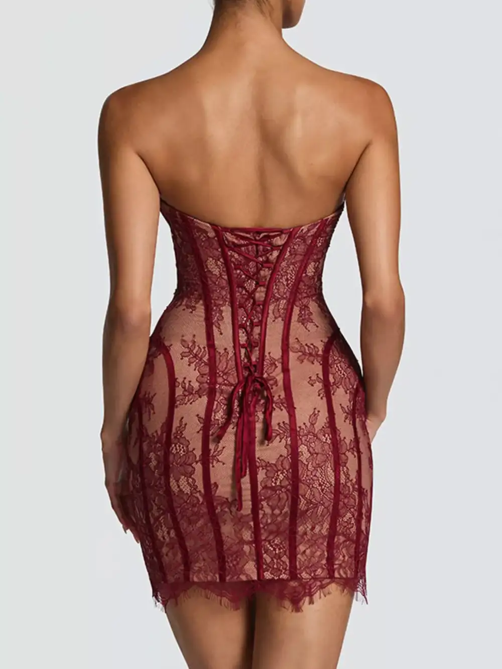 Lace Detail Tube Mini Dress