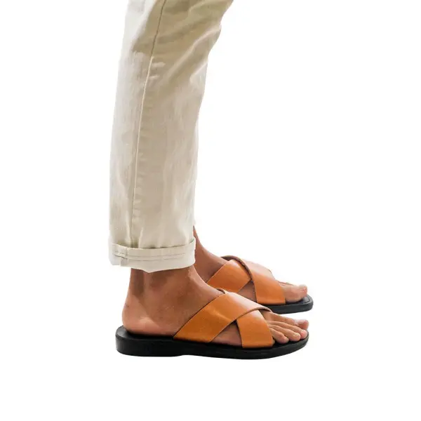 Modern Leather Slip On Sandals