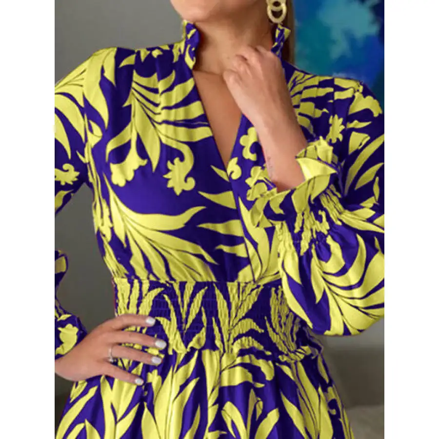 Printed Flounce Sleeve Maxi Dress
