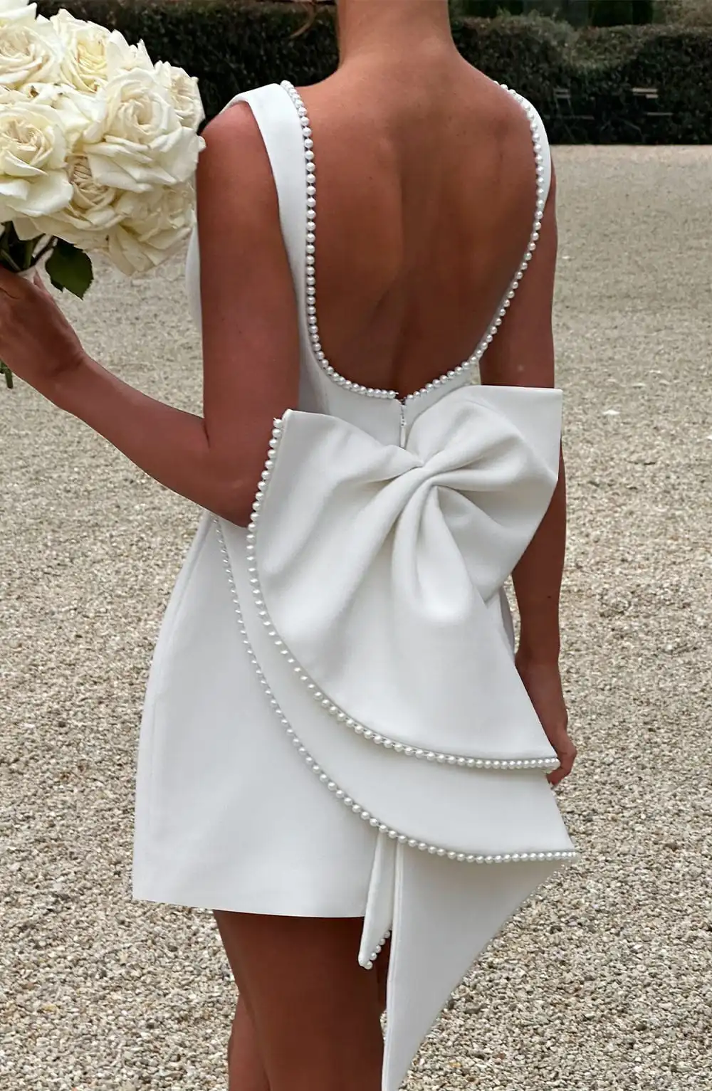 Structured Bow Back Mini Dress