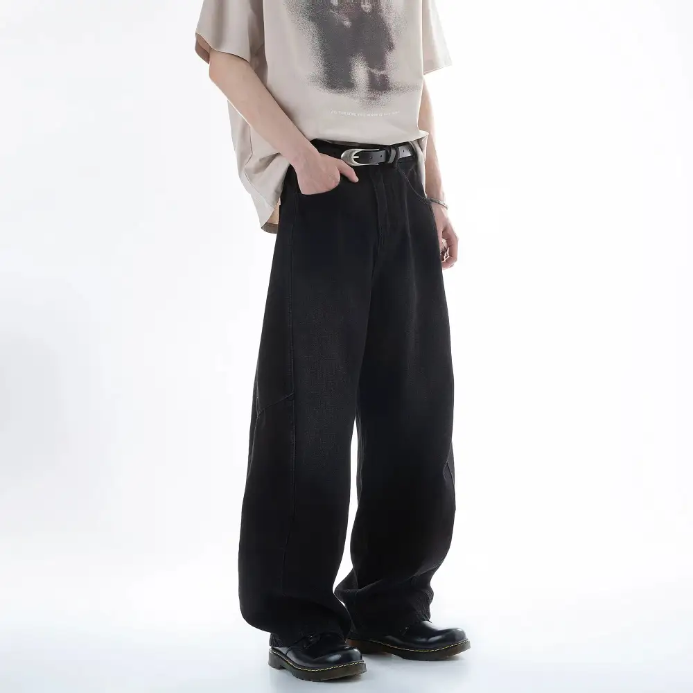 Barrel-Leg Washed Jeans